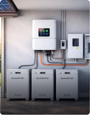 Thuisbatterij en omvormer voor duurzame energieopslag in een woning