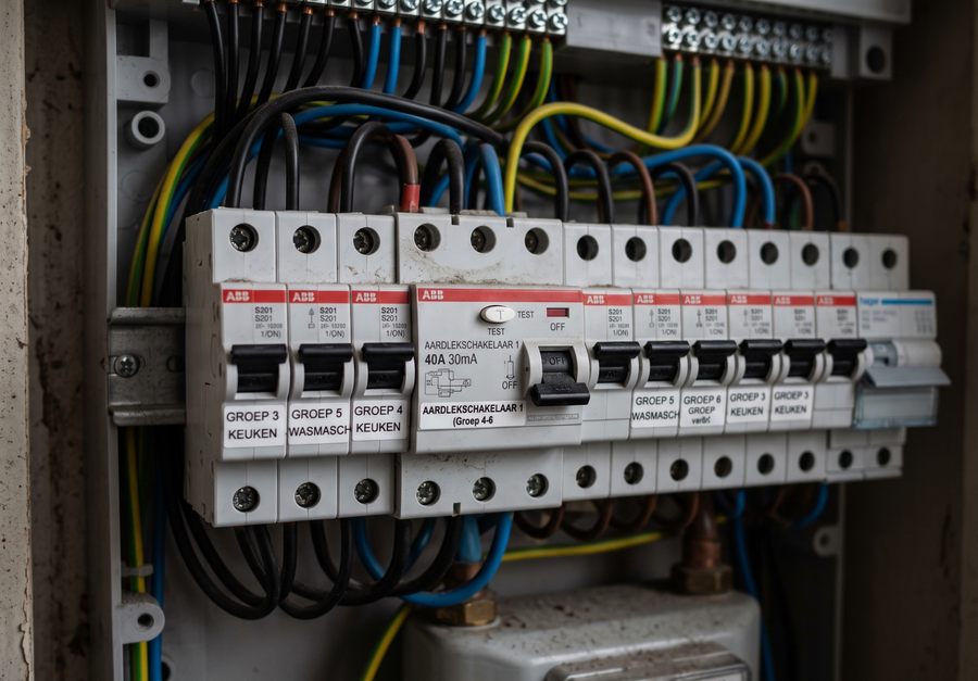 Aardlekschakelaar en installatieautomaten in een bestaande groepenkast
