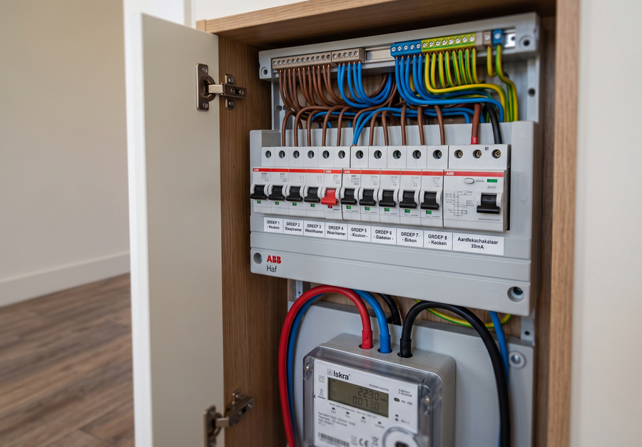 Uitgevallen groep in een groepenkast bij kortsluiting of stroomstoring