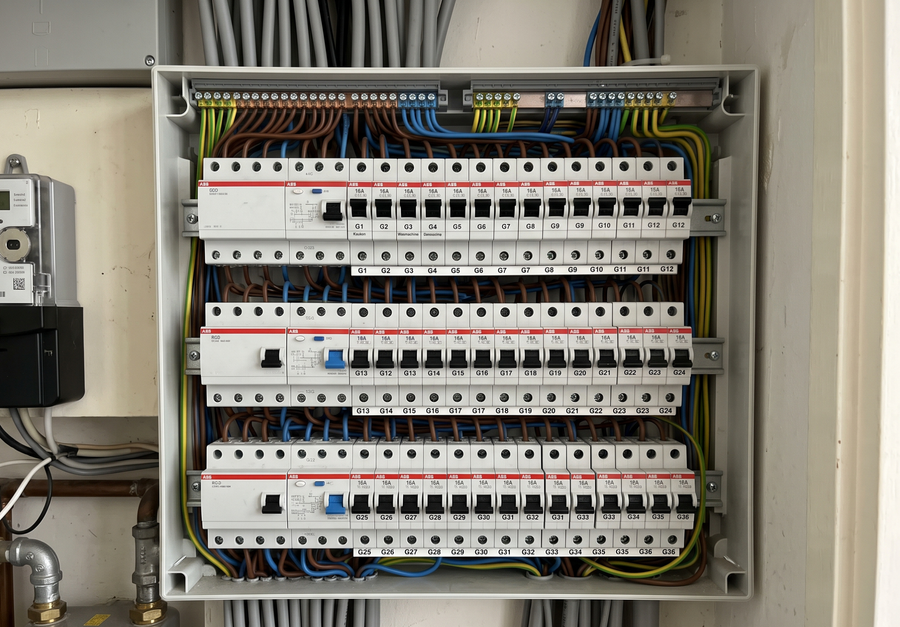Groepenkast met veel groepen en beperkte ruimte voor verdere uitbreiding