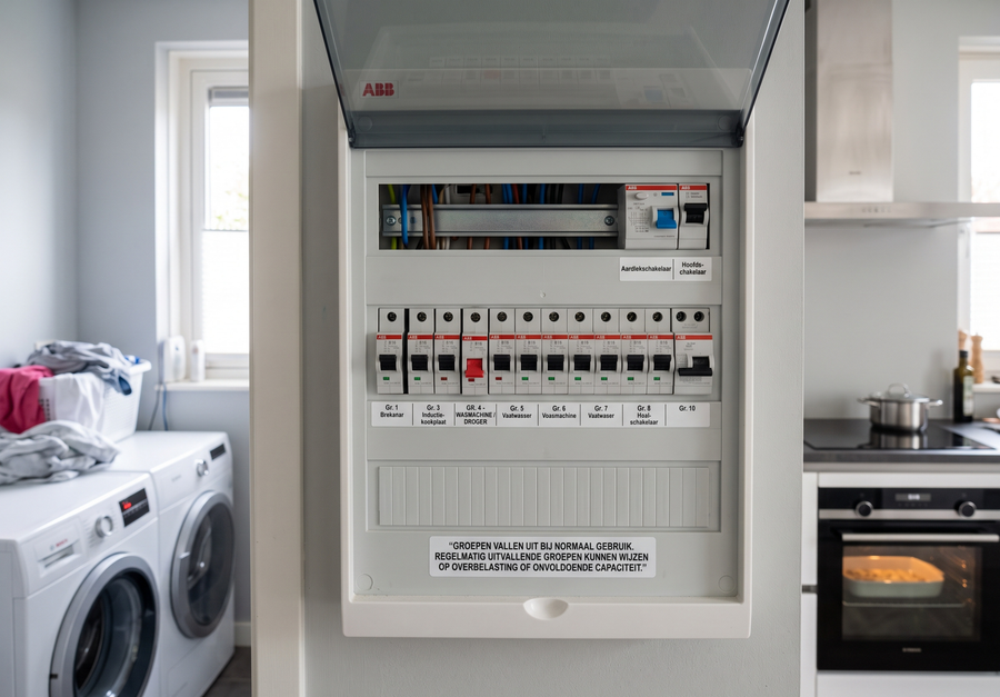 Groepenkast met moderne automaten voor veilig dagelijks stroomgebruik