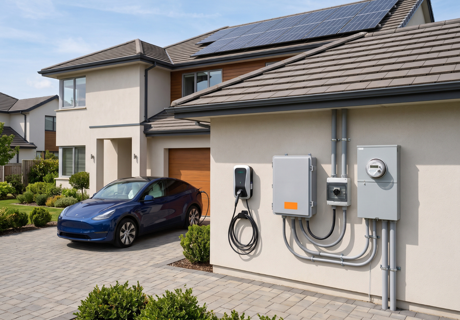 Woning met zonnepanelen en laadpunt beschermd tegen overspanning