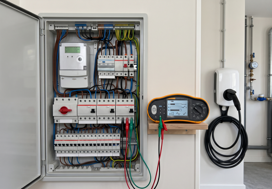 Laadpaal en groepenkast worden gecontroleerd vóór installatie