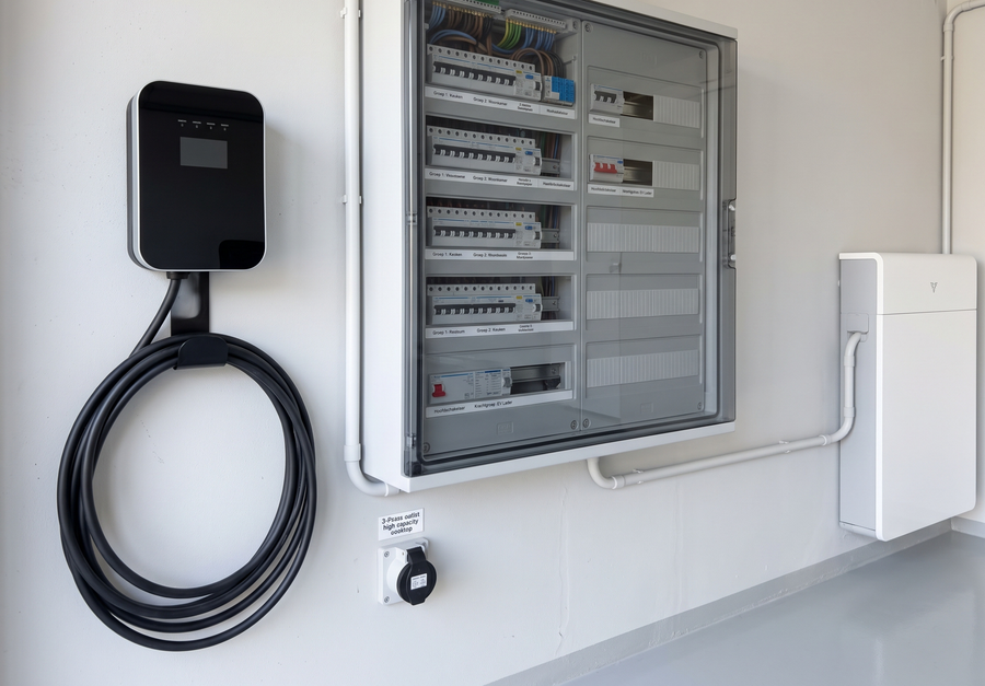 Laadpaal, groepenkast en thuisbatterij aangesloten voor moderne stroomvoorziening