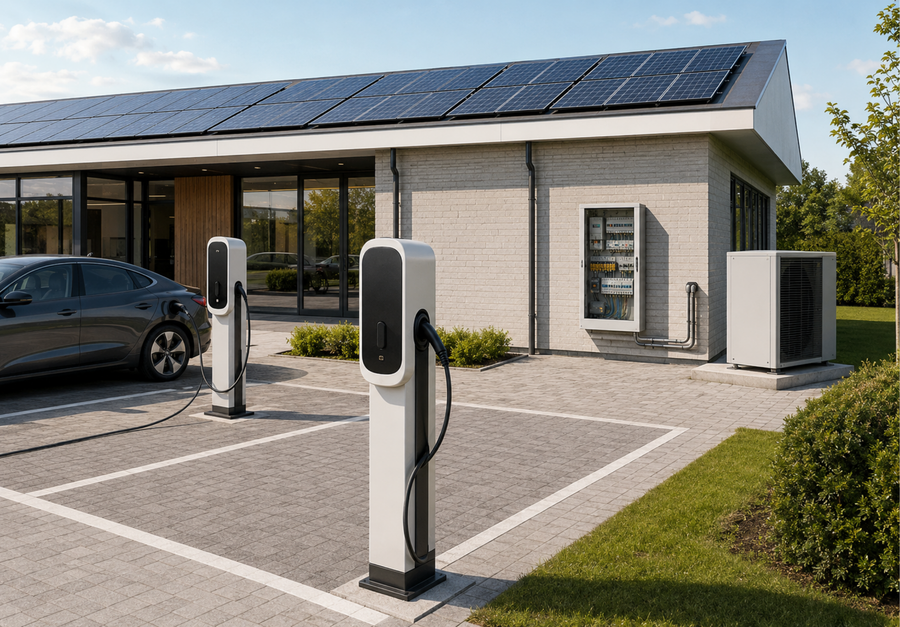 Modern bedrijfspand voorbereid op toekomstige elektrotechnische uitbreidingen